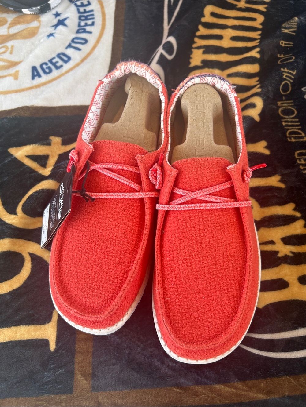 Hey Dude Women's Red Moccasin Slip-On Shoes